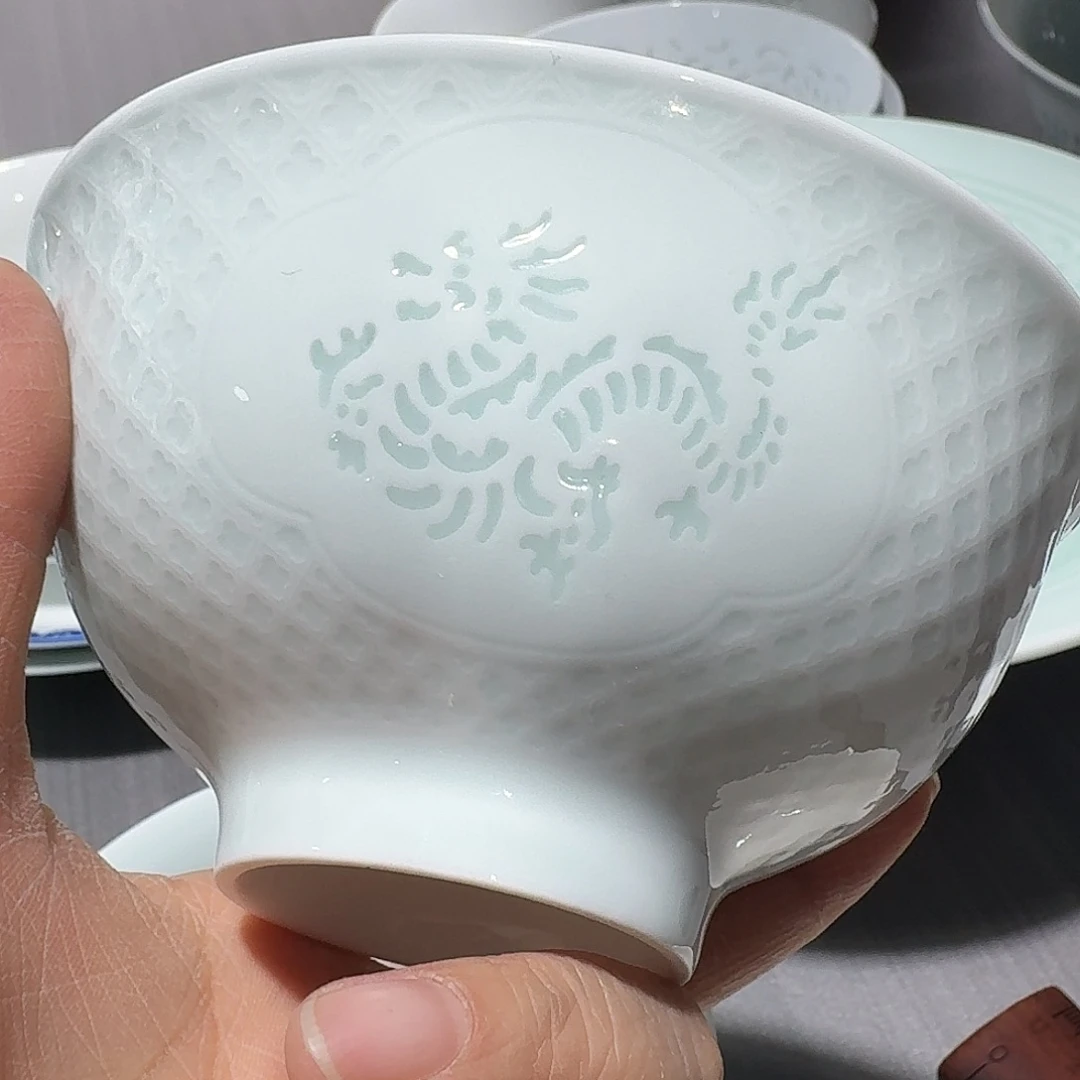 碗景德镇陶瓷青釉生肖饭碗2个