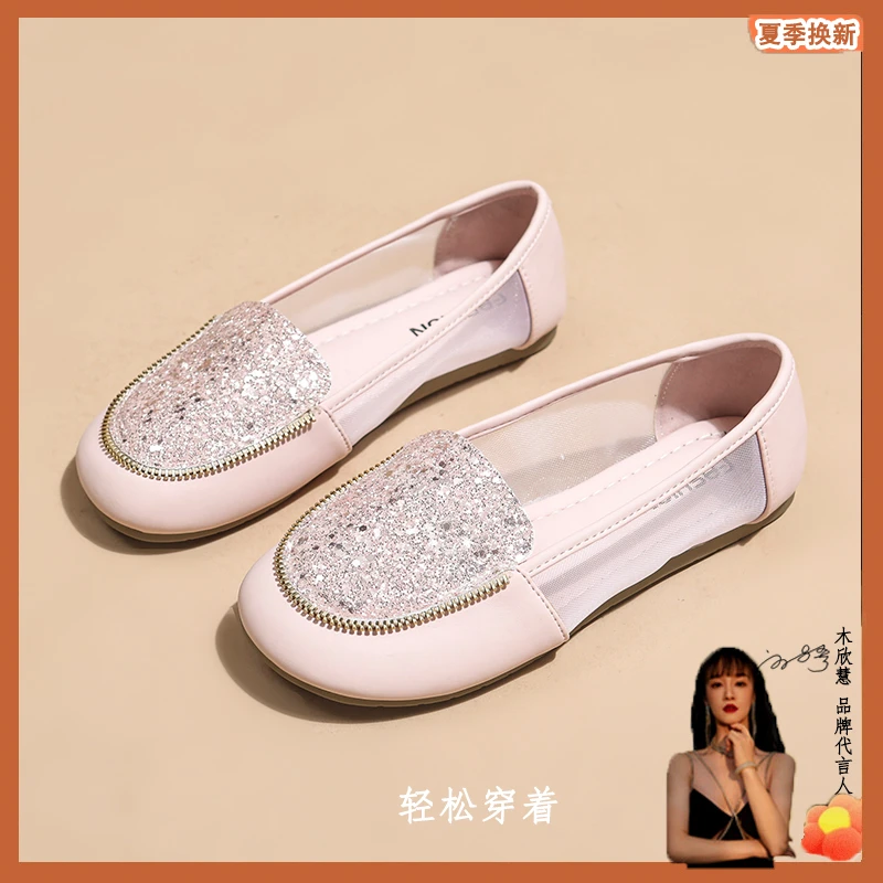 【品牌】2025夏季浅口纯色法式平跟透气单鞋女鞋包头皮鞋软底718