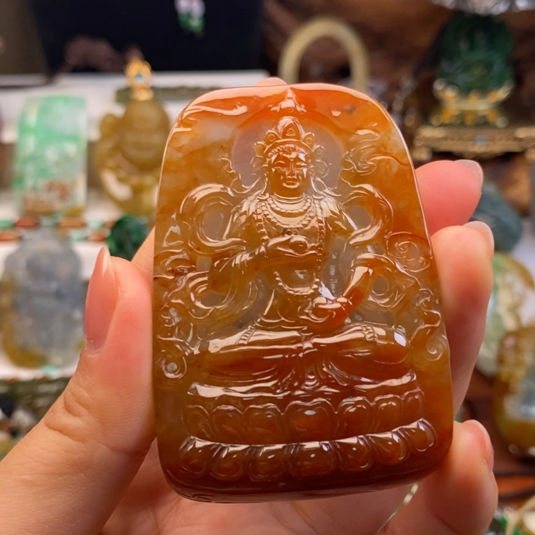 翡翠未镶嵌颈饰度母