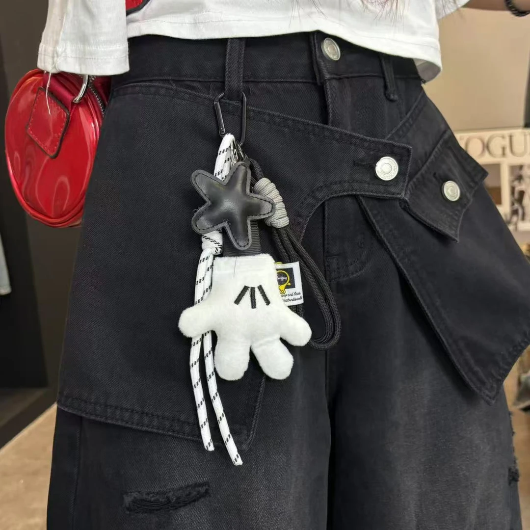 G1001- ins小众创意彩色绳毛绒手套百搭背包挂件挂饰