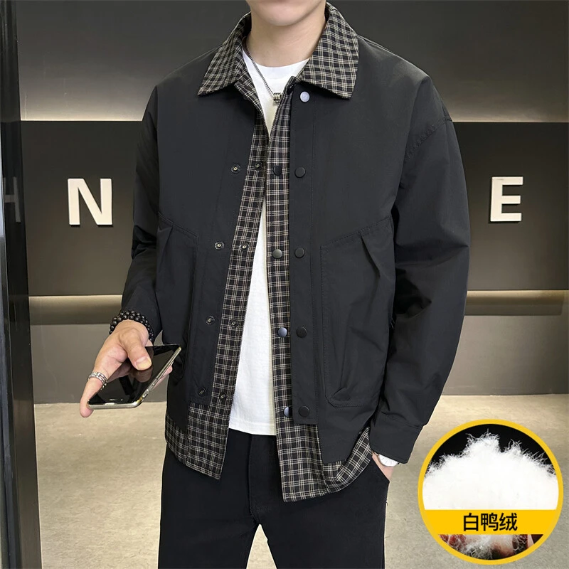 TUCANO/啄木鳥假两件男士2024冬季新款翻领羽绒服时尚百搭潮流