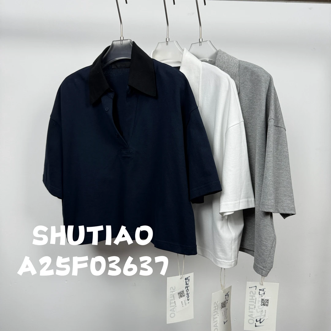 【SHUTIAO】2025夏季：新款小众设计款T恤A25F03637