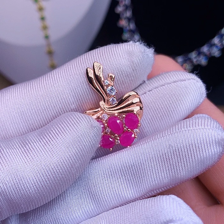 颈饰银S925镶嵌红宝石