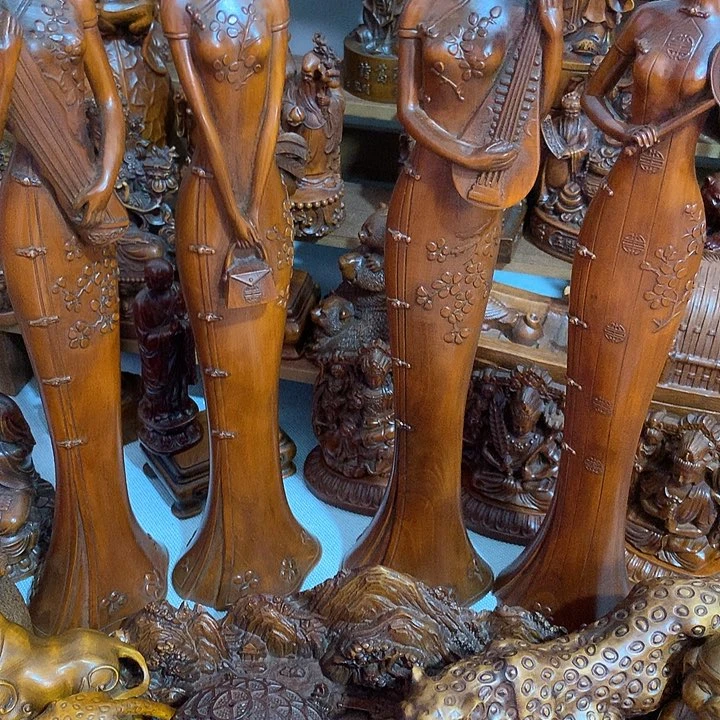 黄杨木东*隼琵琶女四个摆件