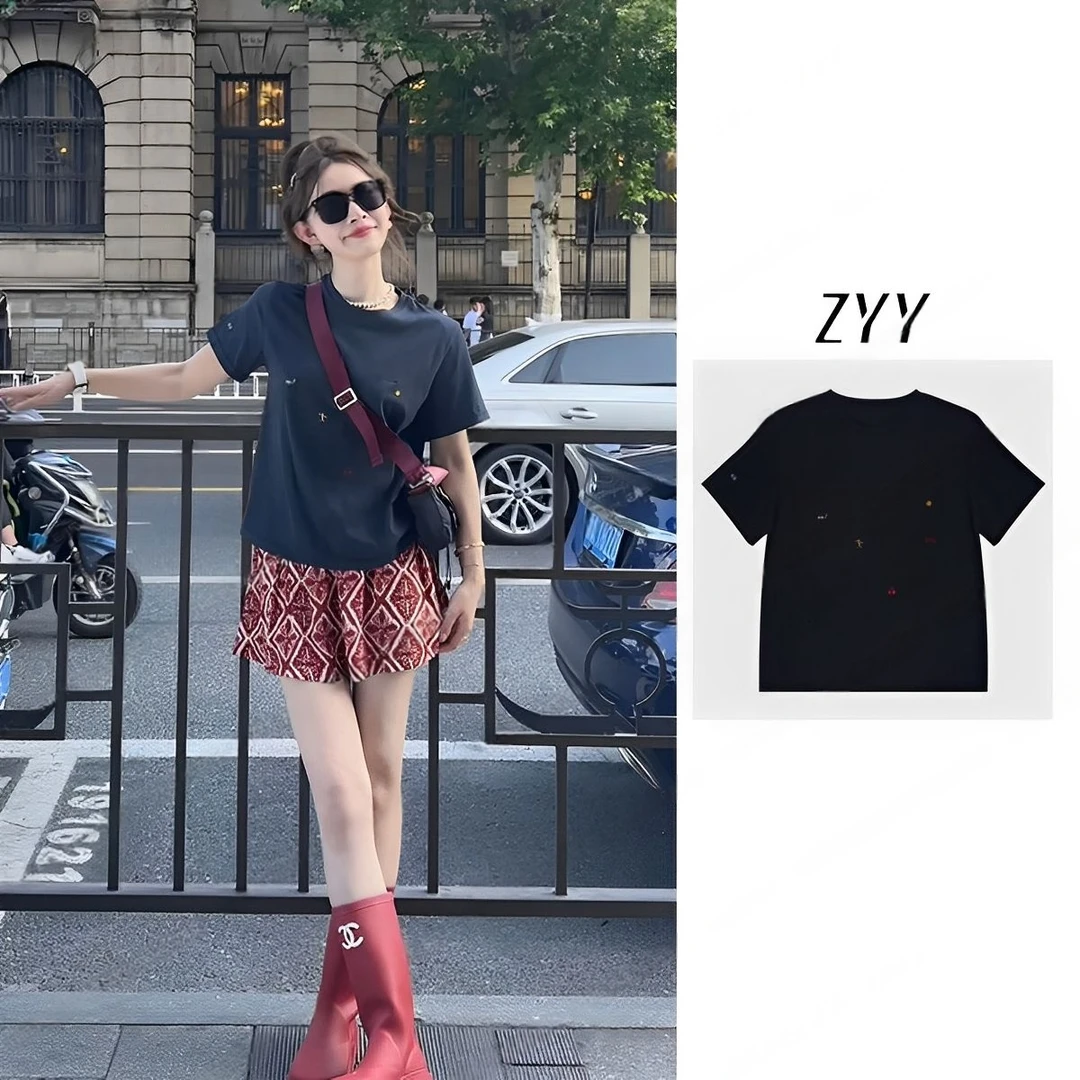 ZYY【简约风情】2025S/S新品夏季简约百搭韩版宽松短袖X25XTX01120