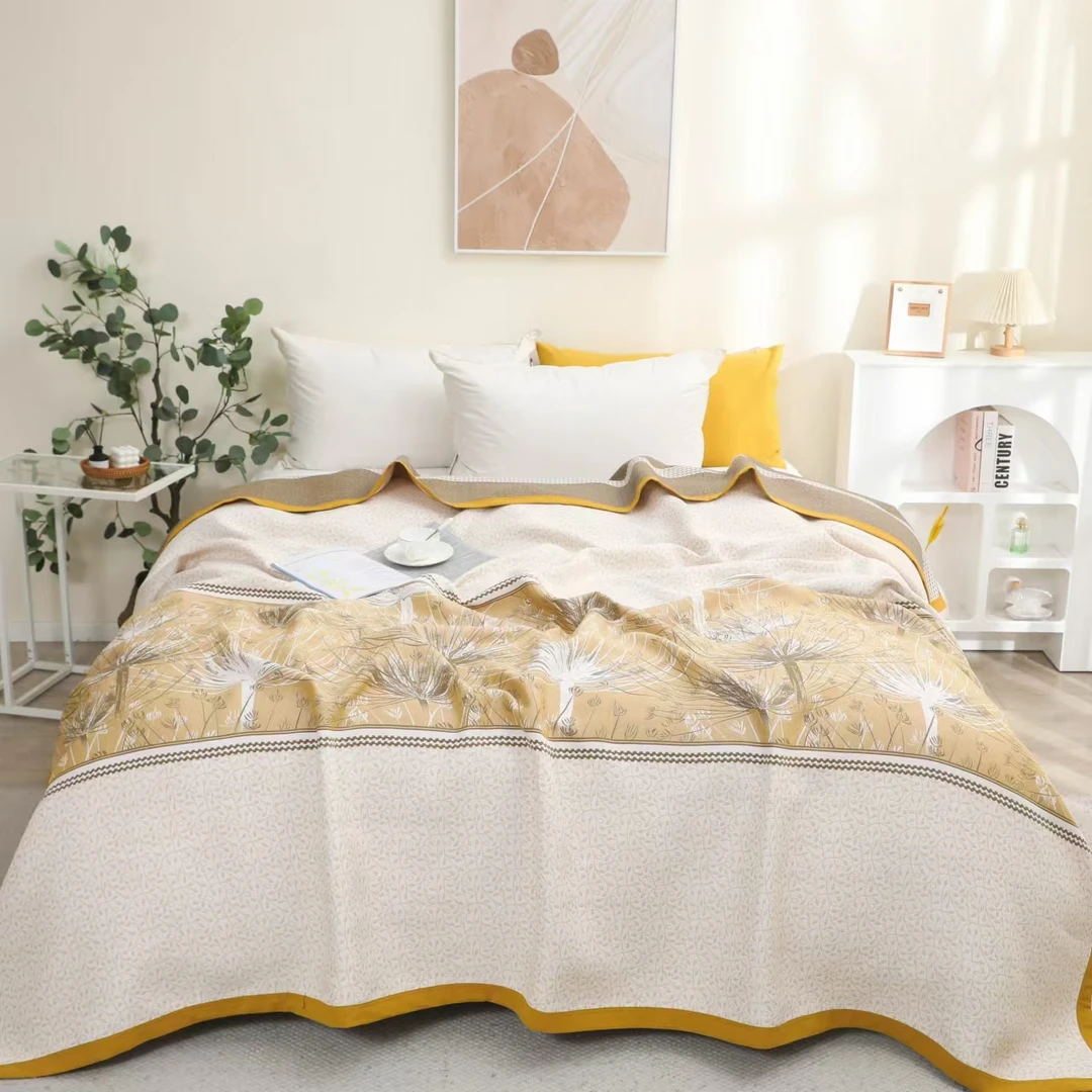 【卡曼】轻奢冰丝麻多功能纱布床盖2.4/2.5米