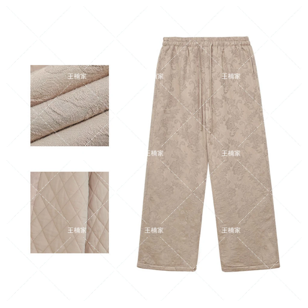 【保暖棉裤】9895王楠朴兮提花加厚加棉款阔腿裤