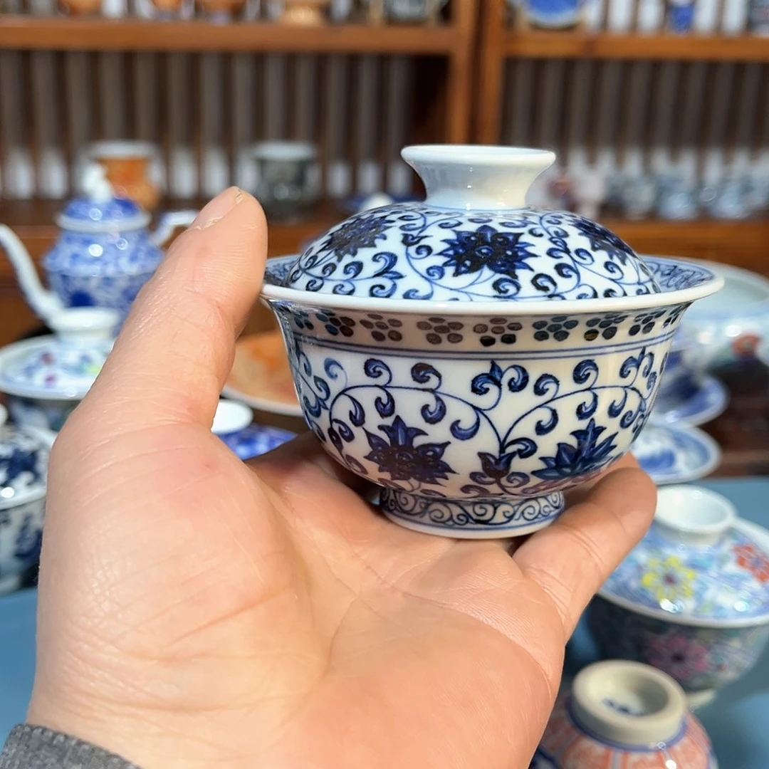 錡镇堂手工手绘盖碗