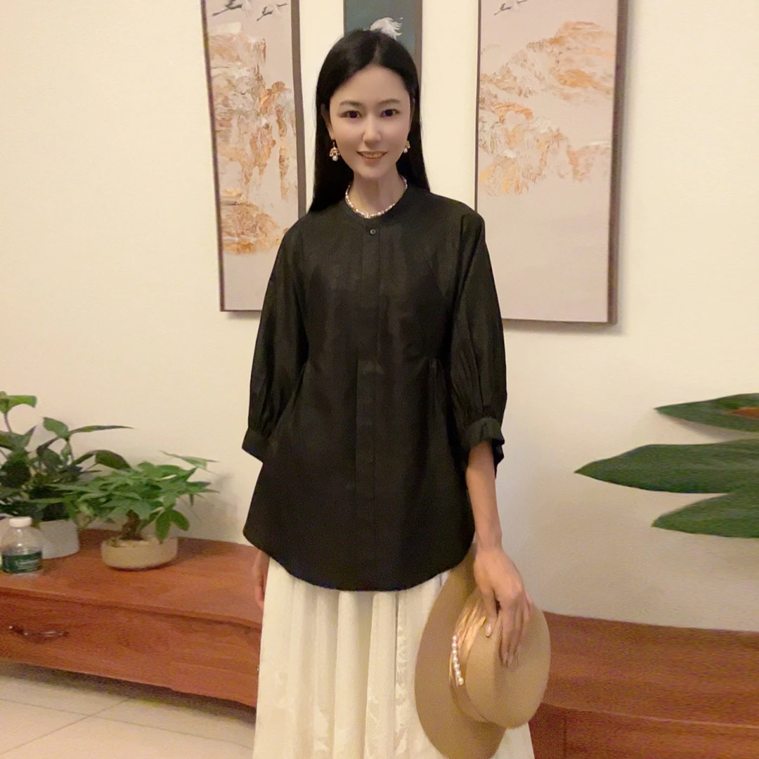 浒城古娘中式国风百搭显瘦夏季宽松显瘦修身女上衣T恤WB2504590