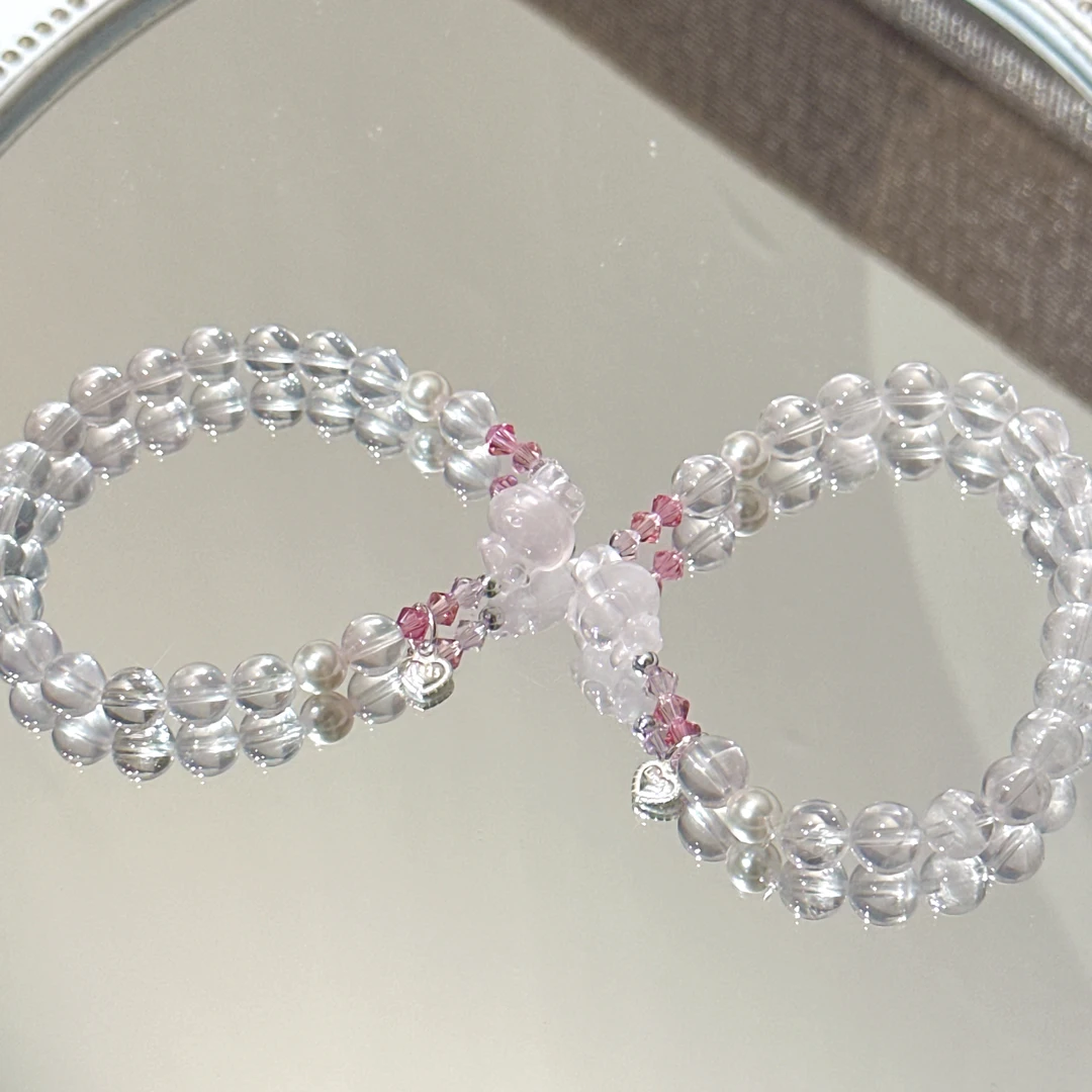 SG2312-［Lucky美美］粉水晶施华洛s925手串均有瑕色差多样发