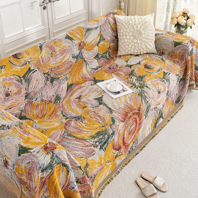 梵汀艺术-沙发盖布新款复古全盖万能沙发套罩防尘四季通用沙发巾