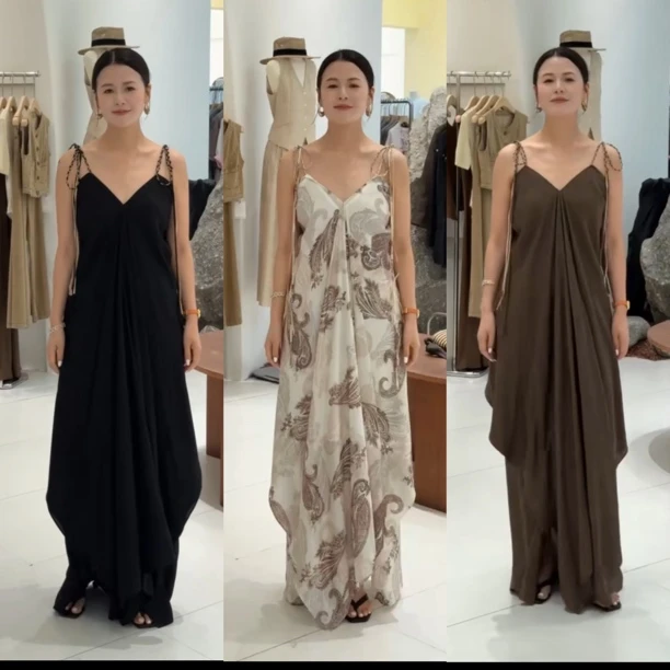 腰果花裙！不规则细肩带连衣裙（MF3378#）M.FIVE