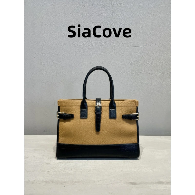 【SiaCove】小众设计头层牛皮手提托特包大容量电脑包斜跨包B18-3