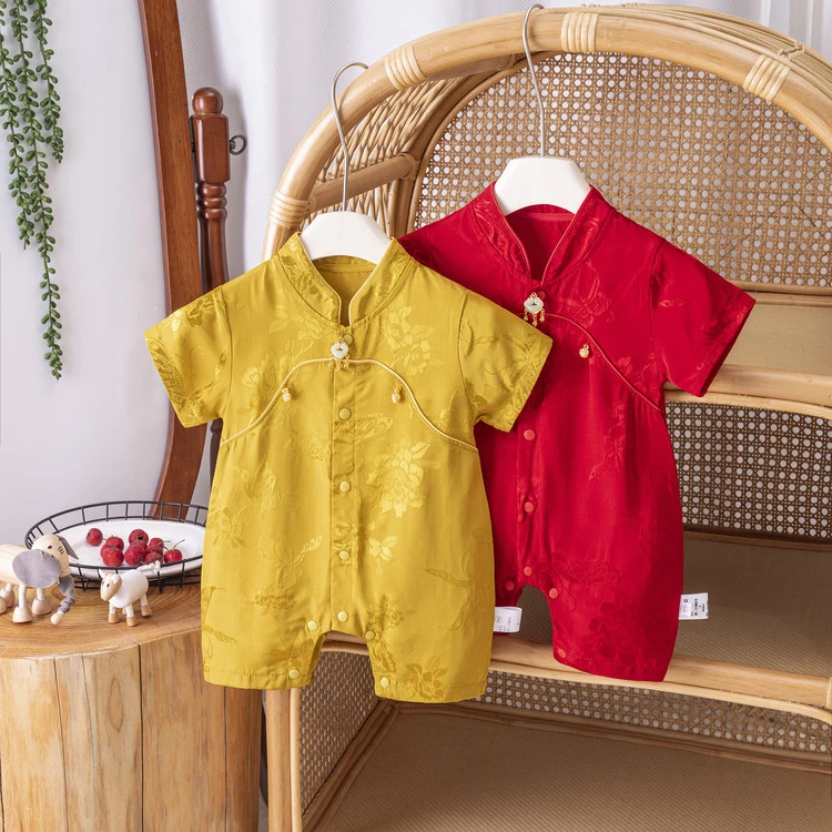 儿童休闲裤夏季婴幼童裤子红色金色短爬吸湿排汗透气耐磨童装裤子