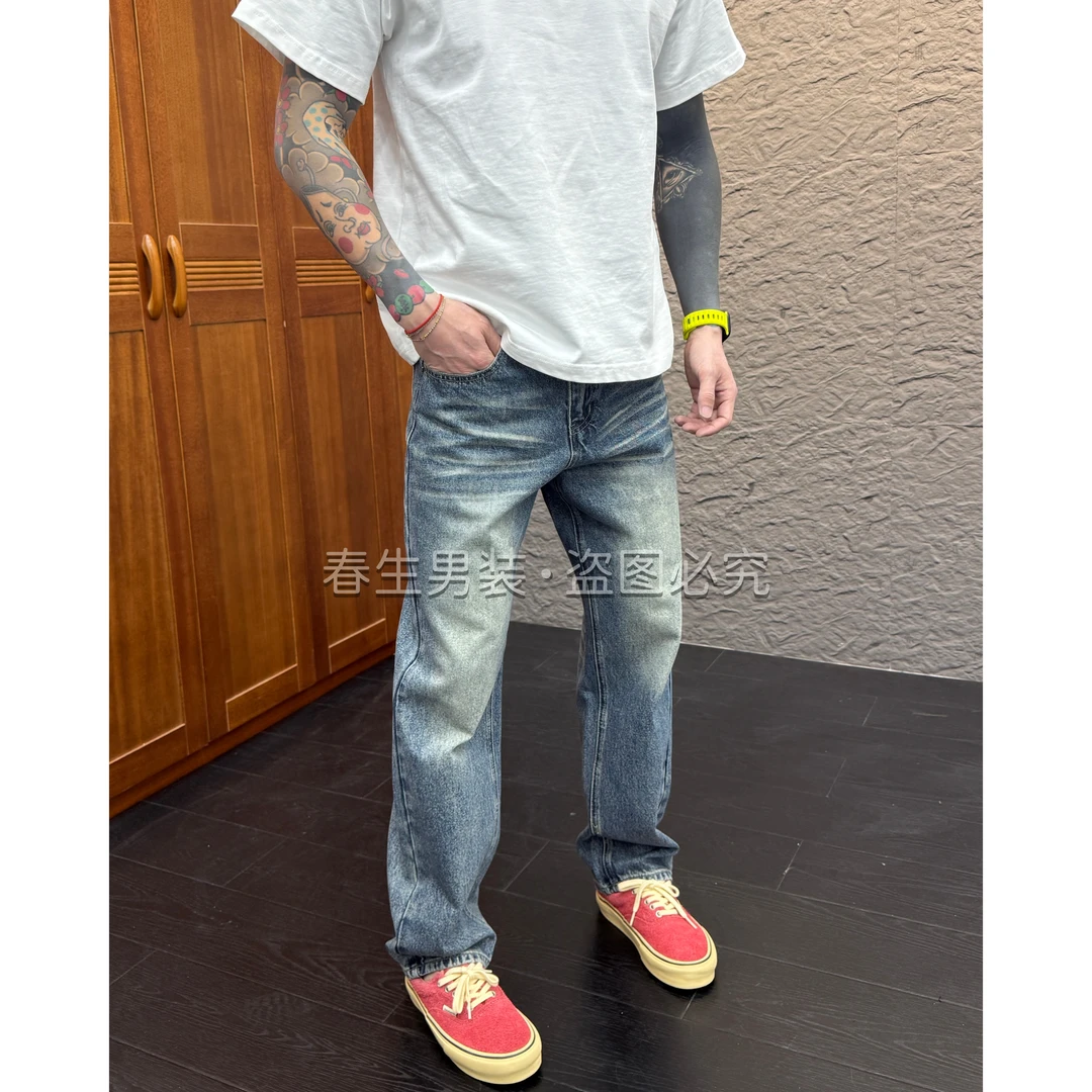 2025秋冬新款时尚休闲百搭净版直筒宽松男士牛仔裤裤子3095