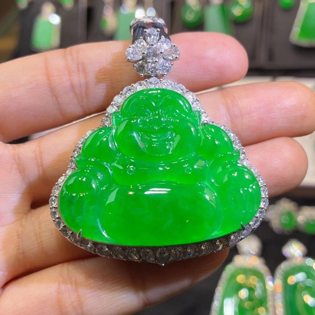 翡翠18K金镶嵌吊坠(不含链)