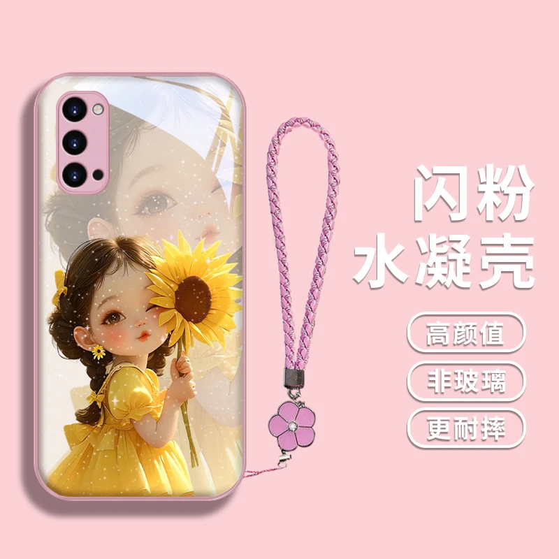 漫画女孩适用opporeno4pro水凝手机壳Reno4可爱4se保护套reno3超