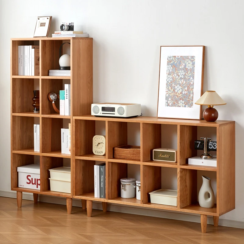 北美樱桃木实木书柜自由组合书架家用落地格子置物柜子客厅家具