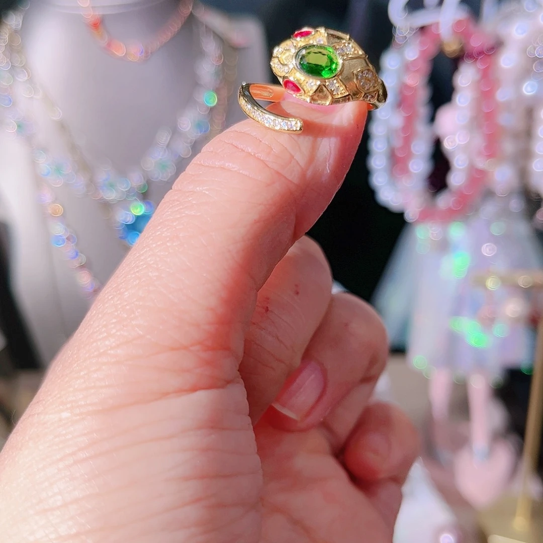 透辉石戒指银S925镶嵌