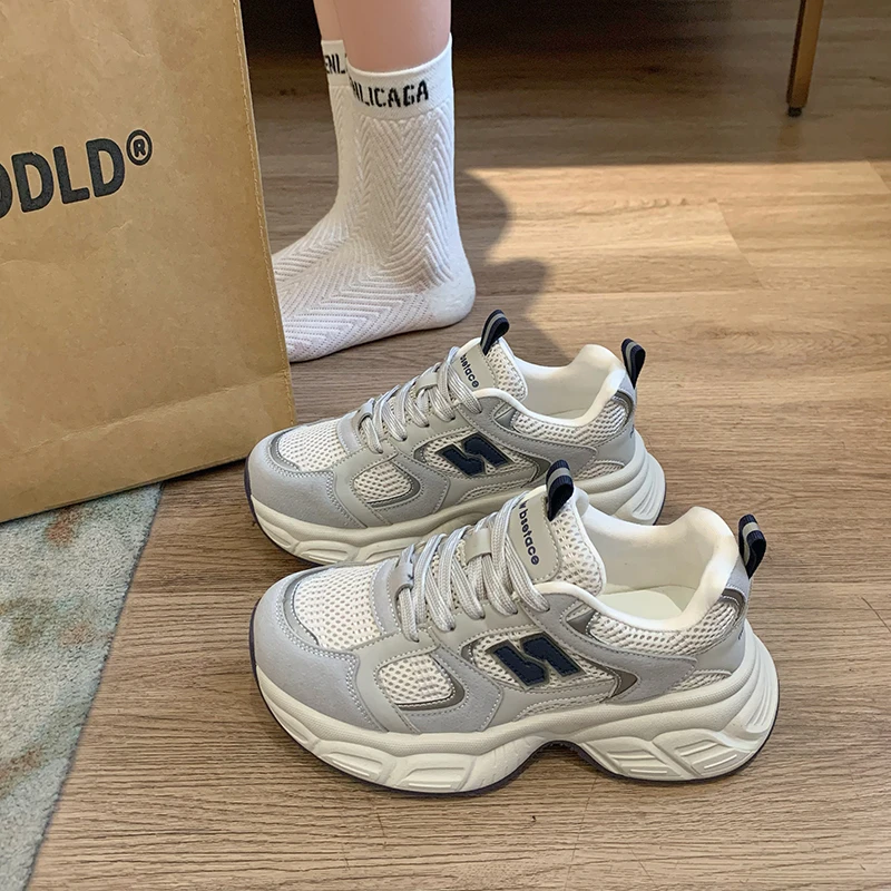 厚底增高老爹鞋女2025四季款透气轻便百搭显脚小超火休闲运动鞋潮