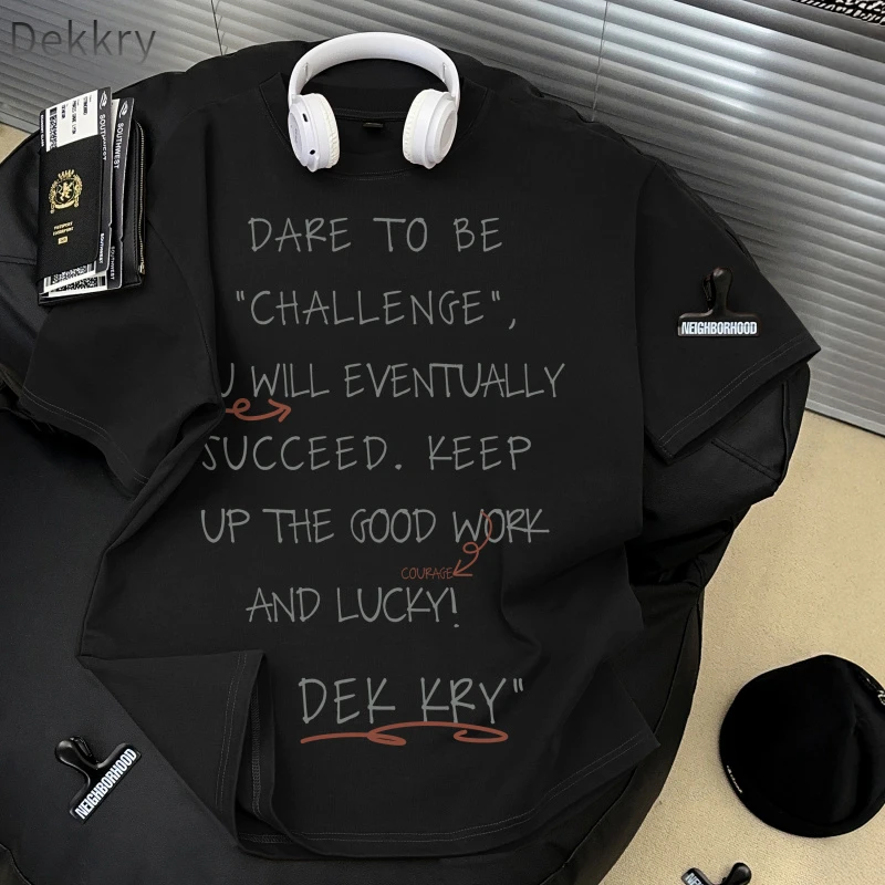 【Dekkry】短袖字母印花青年夏季圆领T恤白色宽松上衣半袖休闲百搭