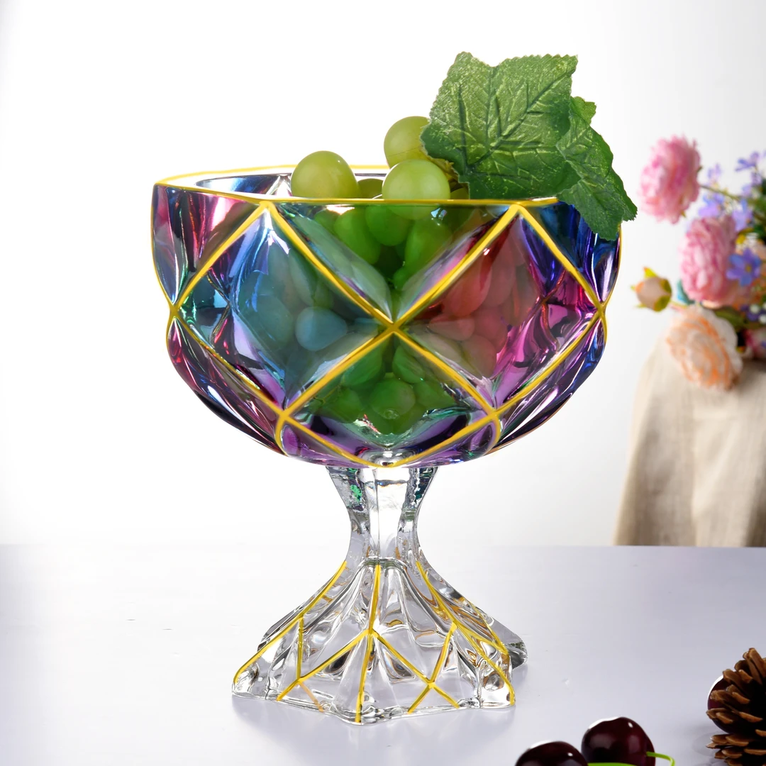 幻彩圣光 菱格彩窗系列糖缸果斗沙拉碗意大利佛罗伦萨玫瑰窗D230