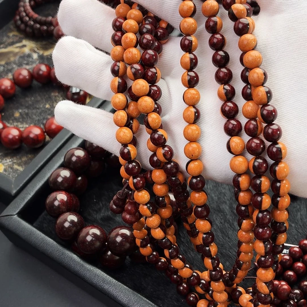 手串/手链小叶紫檀原汁原味高油密泥料龙鳞108