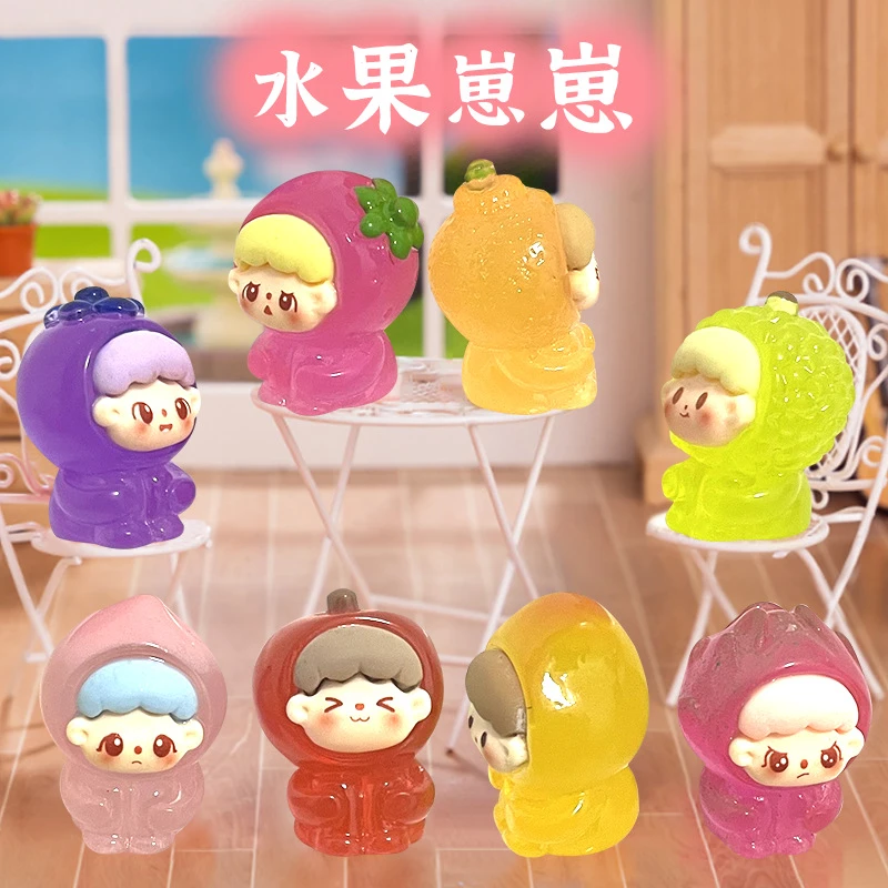立体水果崽崽摆件夜光实色树脂diy钥匙扣吊坠卡通玩具手办小饰