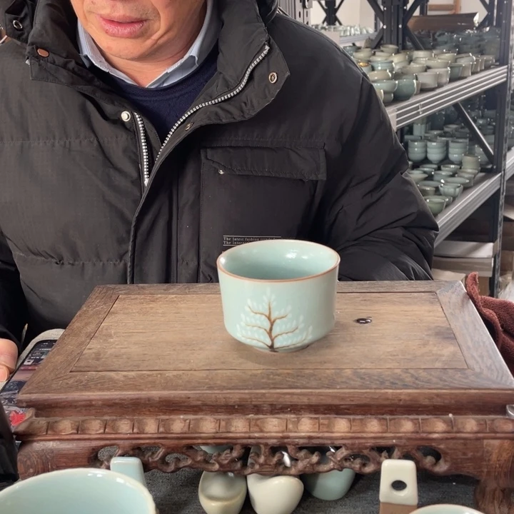 摆件天青直口菩提树杯