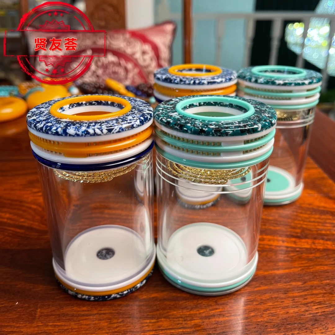 丙午款青花老谭罐独眼蝈蝈罐蝈蝈罐有机玻璃鸣虫罐60直径高99