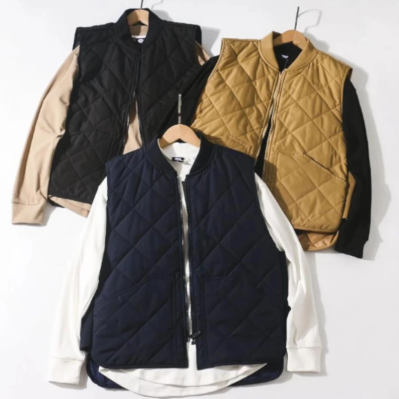 （衣兮日单三色加棉马甲）F1689秋冬情侣款菱形绗缝加厚坎肩外套G