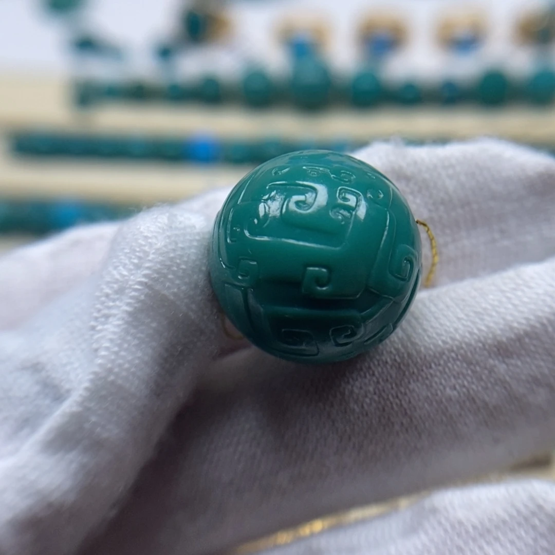 绿松石未镶嵌珠宝奇石博古圆珠16.8mm