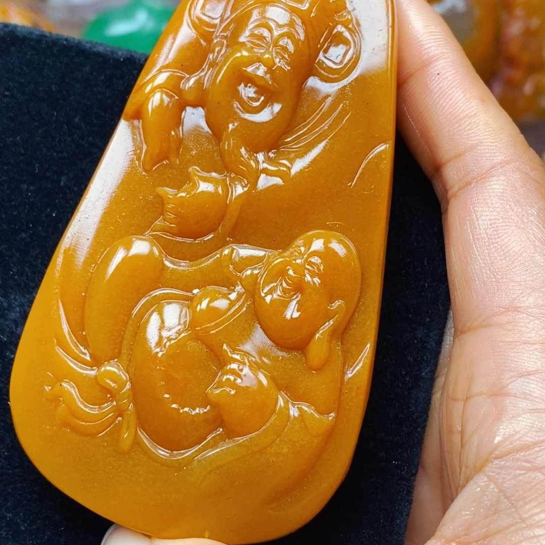 未镶嵌石英质玉（黄龙玉）吊坠(不含链)
