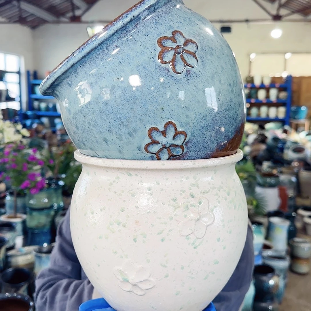 紫砂花盆高19口20