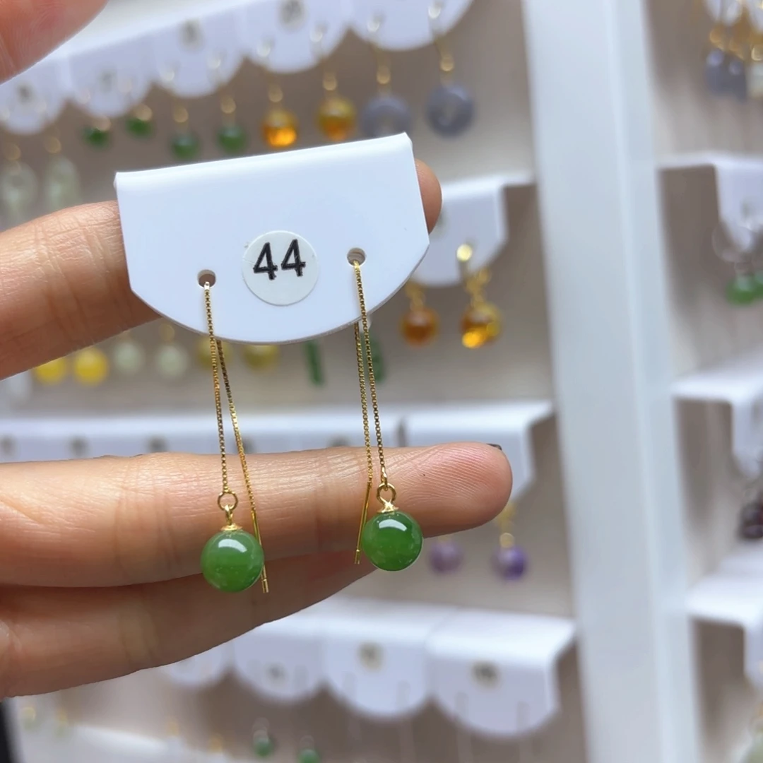 和田玉耳饰银S925镶嵌2