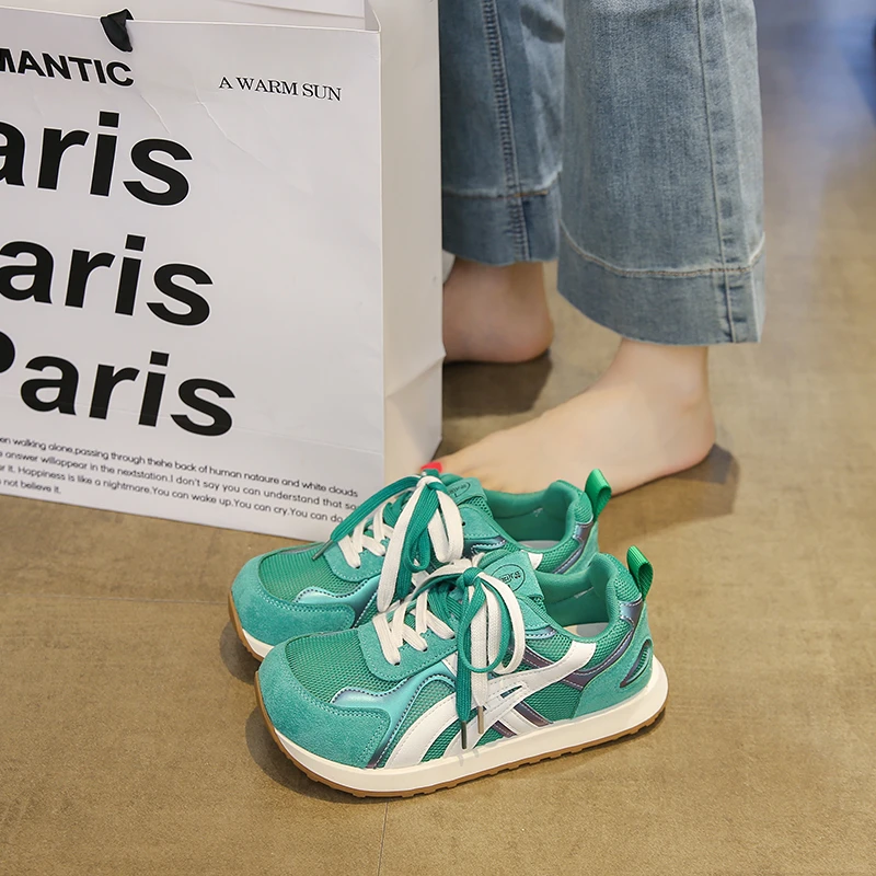 2025年夏季新款潮流轻便运动鞋网面透气甘阿女单鞋拼色休闲德迅鞋