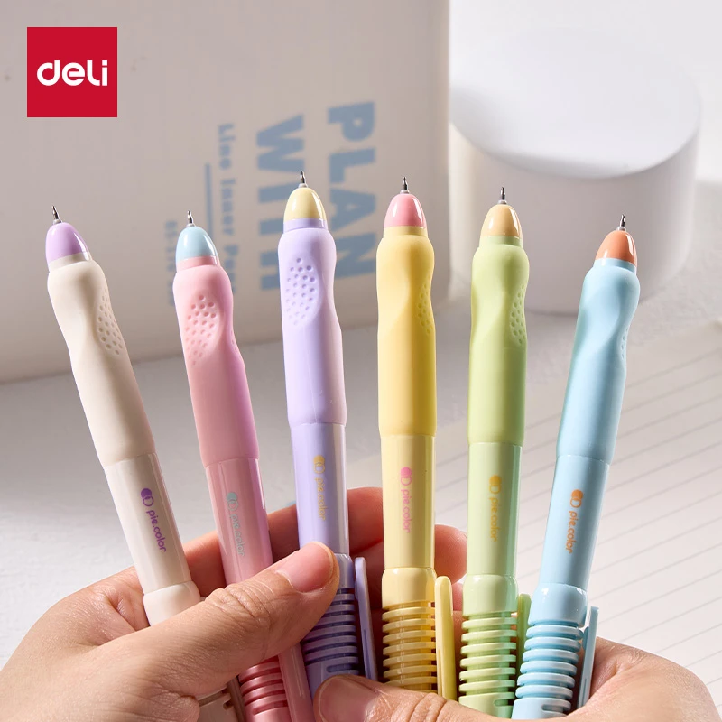得力SA258按动中性笔ST速干0.5mm高颜值正姿笔糖果色系笔杆超爱款