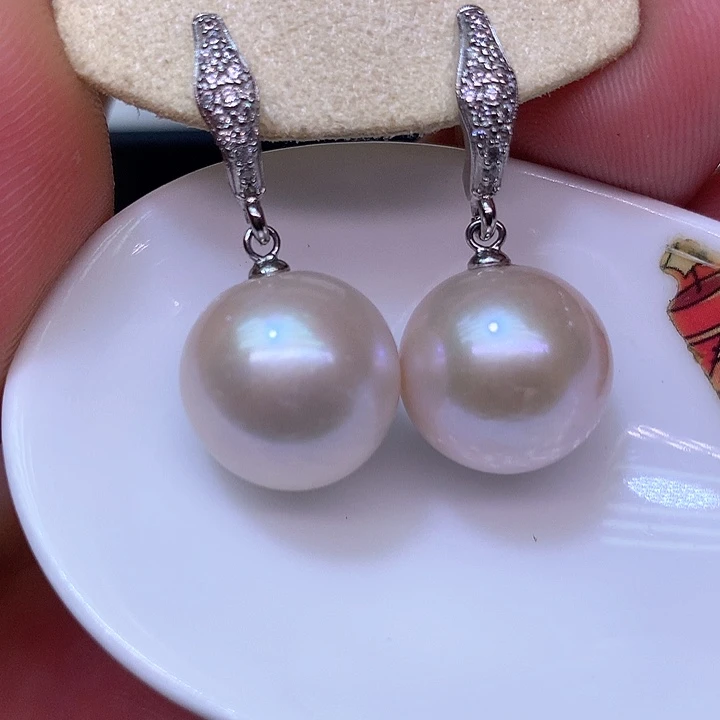 银S925镶嵌耳饰淡水珍珠