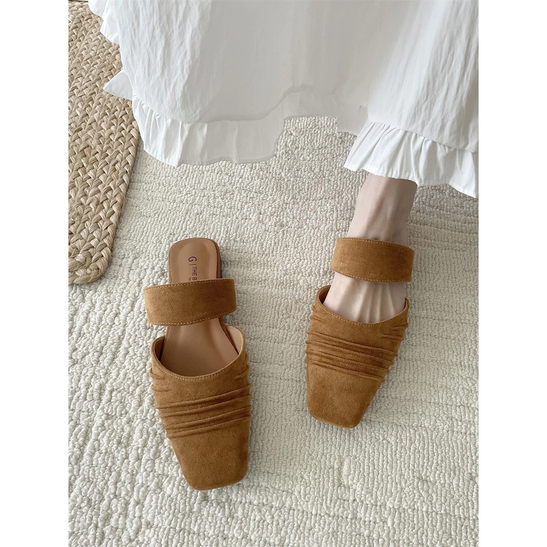 法式懒人拖法式温柔配裙子半拖包头外穿复古通勤2025新款高跟女鞋