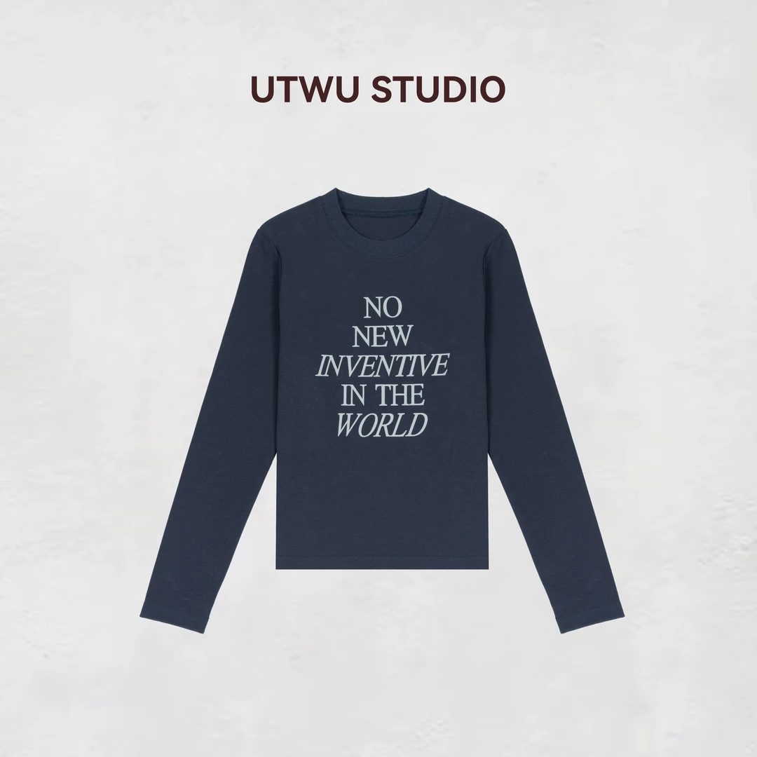 UTWU小敏 棉混纺字母新款打底百搭圆领长袖T恤YKZA3T0490