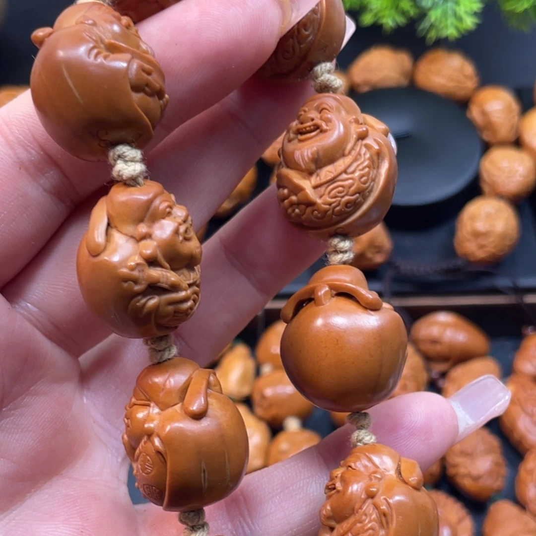 橄榄核手串/手链地主老财神手工制作