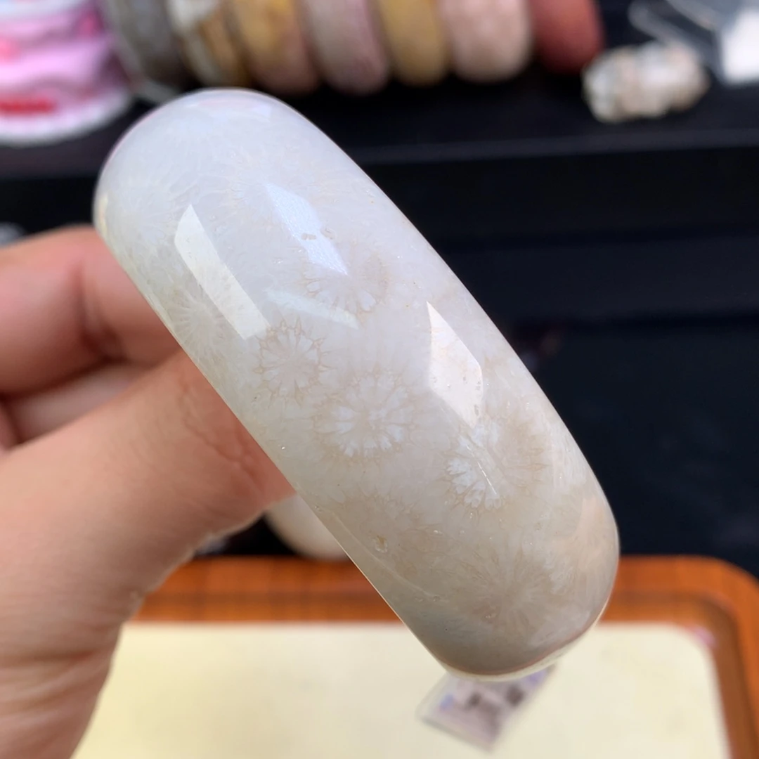 硅化珊瑚（珊瑚玉）未镶嵌颈饰12号白大花56.9圈