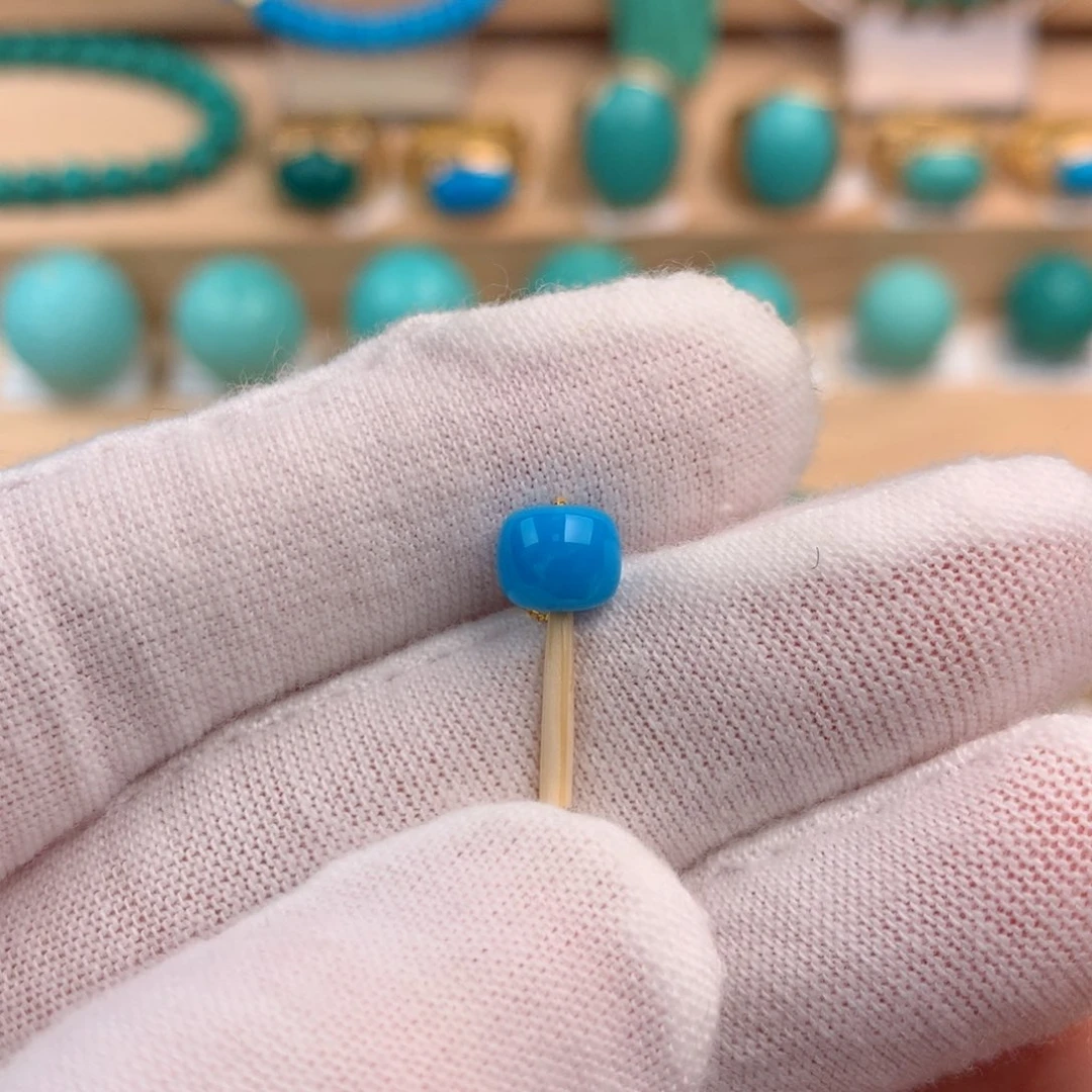 未镶嵌绿松石珠宝奇石6.2-5.2mm