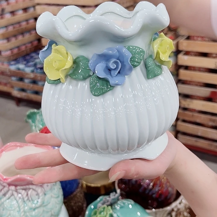 有孔.凑单10元陶瓷花盆发货！