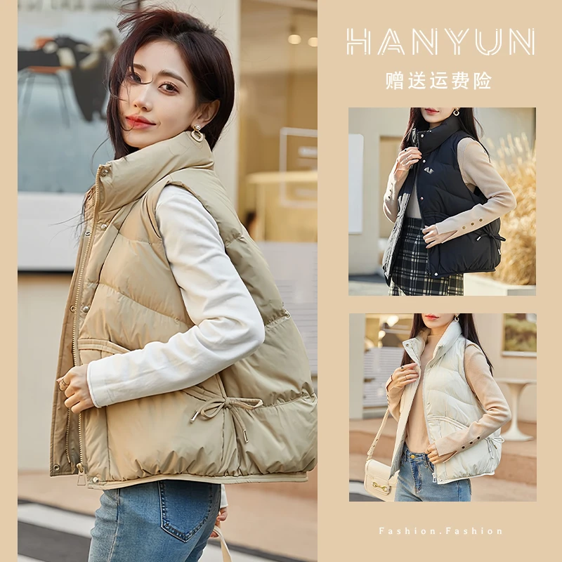 韩版时尚简约风坎肩加厚保暖马甲女士2025年冬季新款百搭遮肉外套