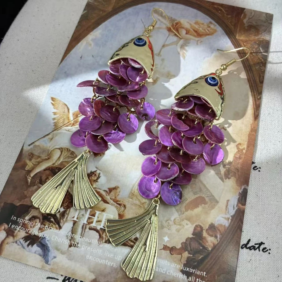 铜合金耳饰 远远（YY3015） 镀k 年年有余耳钉经典时尚百搭温柔轻奢