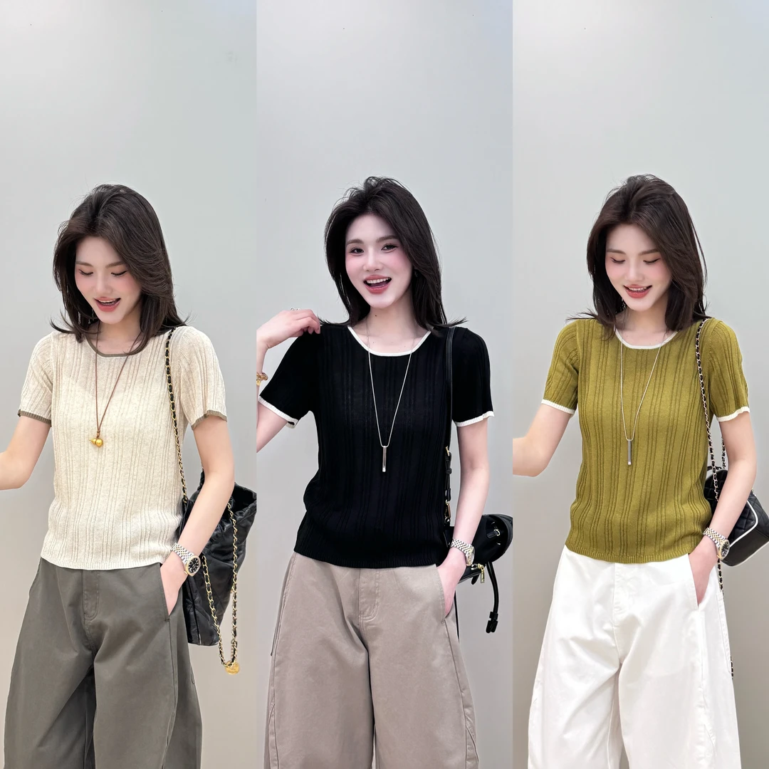 【L.P.L meng】2025夏季新款正肩设计骨感显瘦百搭针织罩衫