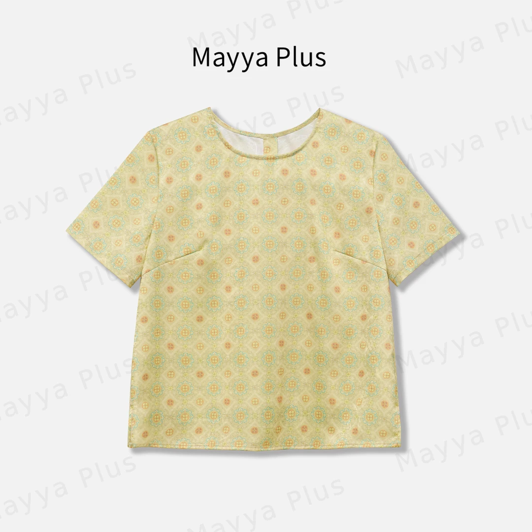【镜中花】Mayya Plus麦芽定制轻奢气质显瘦欧若风梭织上衣32527955