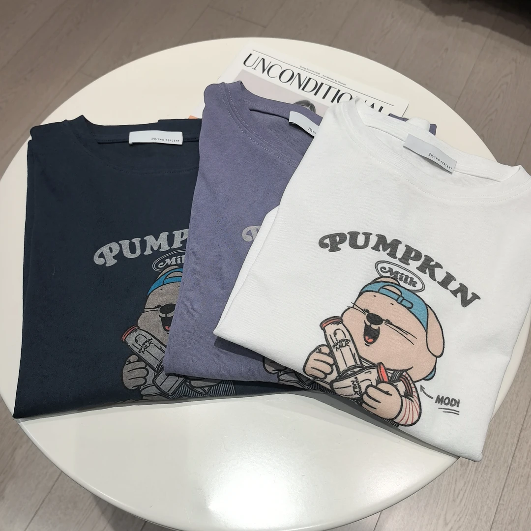 NO退换❤️春款PUM小熊圆领复古卡通风休闲T时尚百搭