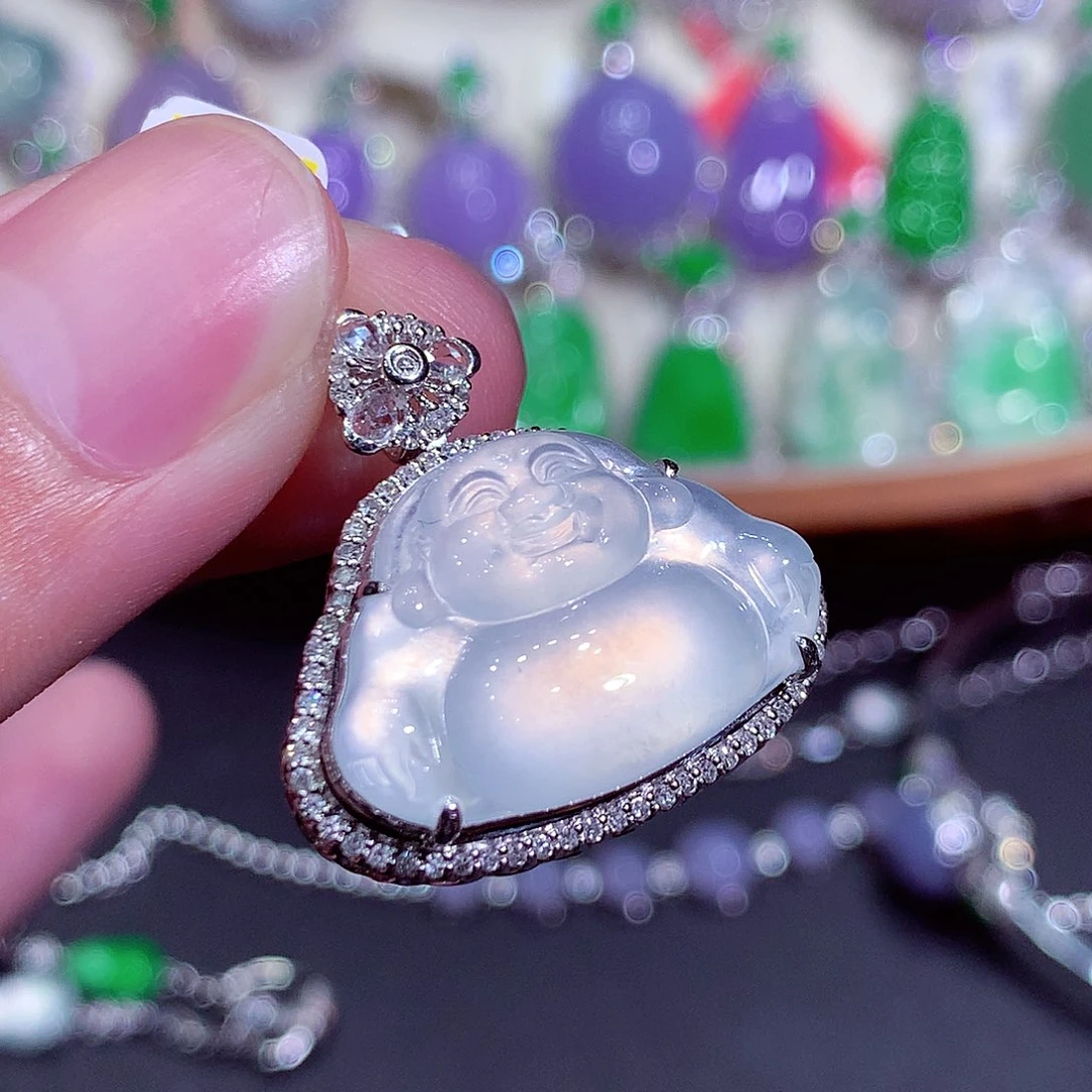 翡翠18K金镶嵌吊坠(不含链)